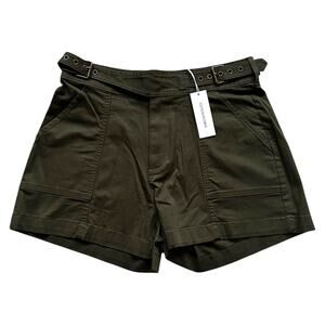 Outerknown Double Buckle Utility Shorts Womens 4 Olive Green Mid Rise NEW